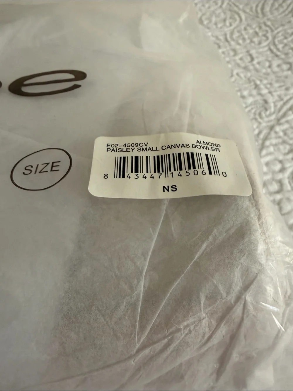 NWT bebe Paisley Small Canvas Bowler in Almond